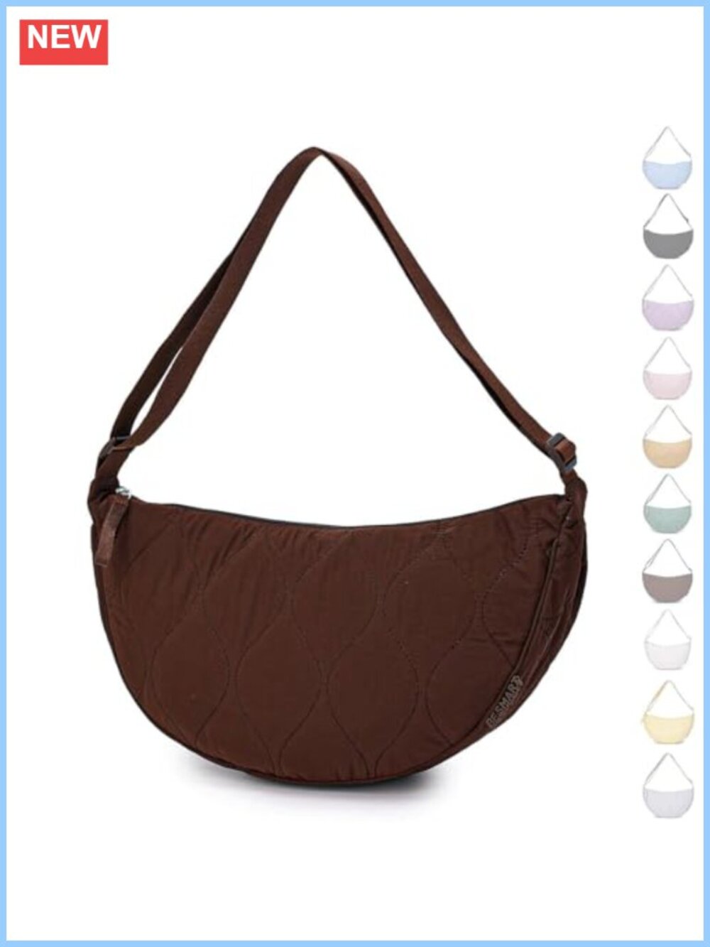 Nylon Crescent Crossbody Bag Waterproof Adjustable Strap Lightweight Travel